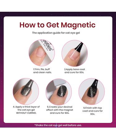 Beetles Gel Nail Polish Kit - 6 Colors Holographic Cat Eyes Red Navy Blue Purple Glitter Black Set with Magnet, LED Lamp - DIY Manicure Kits for Women - Buy Online on SooperMarket.com