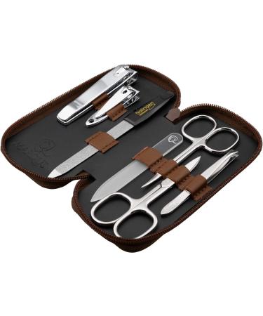Marqus Manicure Set - 7 Parts Made in Germany | Patented Glass Files | Leather Etui for Hand & Foot Care - Best Grooming Kit for Ladies & Gentlemen - Buy Online on SooperMarket.com