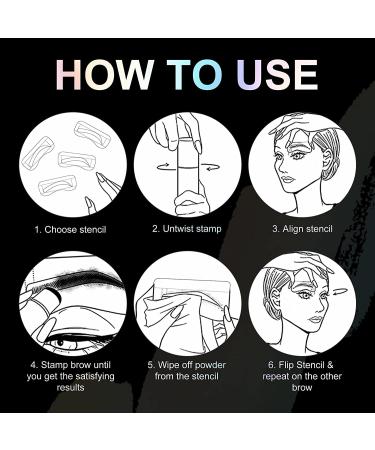 Waterproof Eyebrow Stamp Stencil Kit with 10 Reusable Stencils and 2 Pencil Brushes - Hairline Shadow Powder Stick Included (Black) - Buy Online on SooperMarket.com