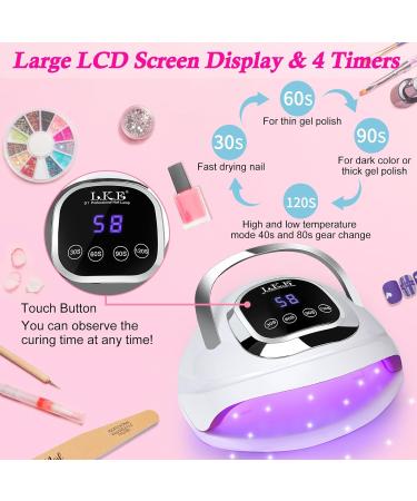 UV Nail Lamp 268W UV Lamps for Gel Nails with 4 Timer Setting/Large LCD Touch Screen Fast Curing Lamp Nail Dryer for Toenail Home Salon white&black - Buy Online on SooperMarket.com