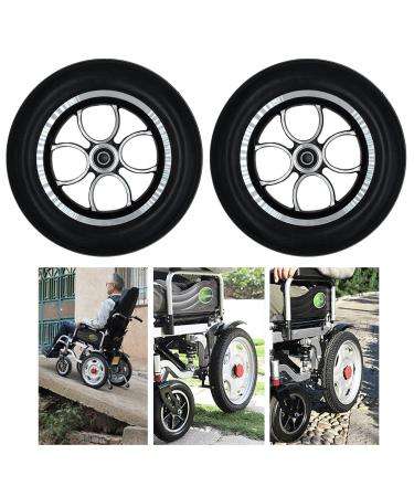 Wheelchair Front Wheel 2 Pieces Wheelchair Front Rubber Anti-Slip Wheelchair Front Wheels 10In Wheelchair Wheels Replacement Labor Saving Anti Tip