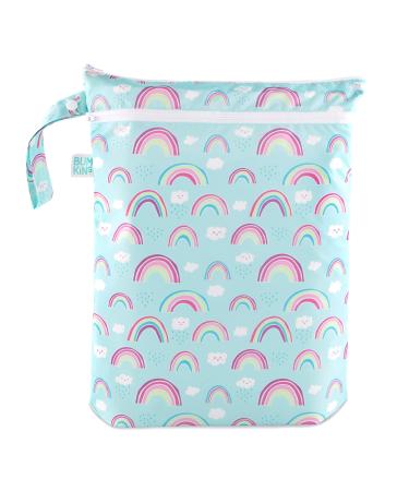 Bumkins Waterproof Wet Bag/Dry Bag, Washable, Reusable for Travel, Beach, Pool, Stroller, Diapers, Dirty Gym Clothes, Wet Swimsuits, Toiletries, 12 x 16  Rainbows