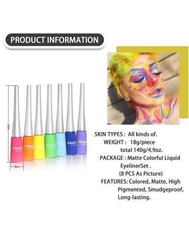 Matte Liquid Eyeliner Set - 8 Colors, Long Lasting, Waterproof, High Pigmented Eye Liner Pen for Women & Girls - 8 PCS - Buy Online on SooperMarket.com