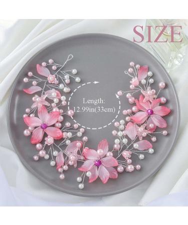 IYOU Flower Girl Hair Accessories Pink Floral Wedding Headband Pearl Wedding Holy Communion Headpiece for Girls - Buy Online on SooperMarket.com