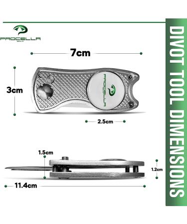 Procella Golf Divot Repair Tool with Ball Marker | Metal Switchblade Style | Multi-Tool for Men and Women - Silver - Buy Online on SooperMarket.com