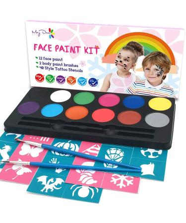 Maydear Face Painting Kit for Kids with 12 Colors Safe and Non-Toxic Large Water Based Face Paint (Matte)