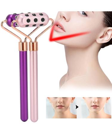 18 Germanium Stones Face Massage Roller | Manual Facial Tool for Fine Lines & Wrinkles Relief - Portable Skin Care Roller (Purple - Buy Online on SooperMarket.com