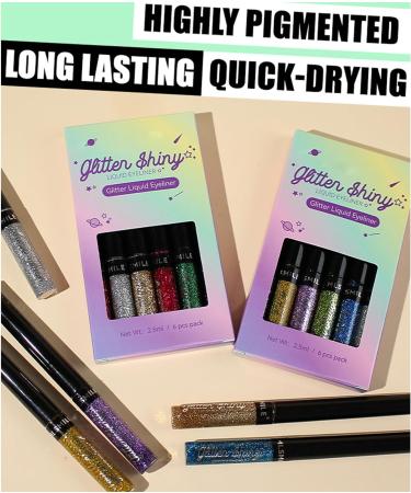 Glitter Eyeliner Waterproof Liquid Pencil Set - Bold Colors Eye Makeup Pen for Long-Lasting Effects - Women's Gift - Buy Online on SooperMarket.com
