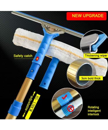 photovoltaic cleaner window cleaning pole Telescoping High Window Cleaner Window Cleaning Equipment 2 in 1 Microfiber Cloth and Rubber Squeegee 1.7-9.5 M Long Telescopic Pole Best for Lon 9.5m/31ft - Buy Online on SooperMarket.com