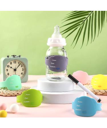12 Pcs Baby Bottle Labels for Daycare - Reusable Silicone Name Bands with Marker Pens | Waterproof Day Care Essentials in Dog Design - 6 Colors - Buy Online on SooperMarket.com