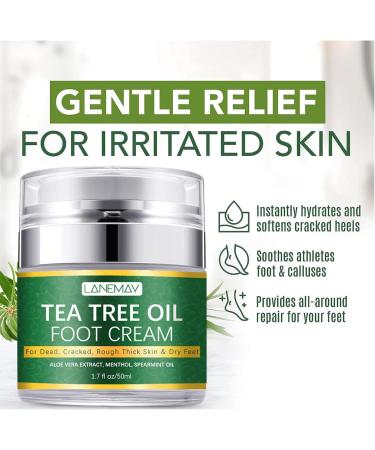 Tea Tree Oil Foot Cream Foot Balm for Cracked Dry Feet Athletes Foot Nail Fungus Hydrates and Moisturizes Callused Feet - Heel Cream All Natural Foot Cream Hand Cream - Helps Soothe Irritated Skin - Buy Online on SooperMarket.com