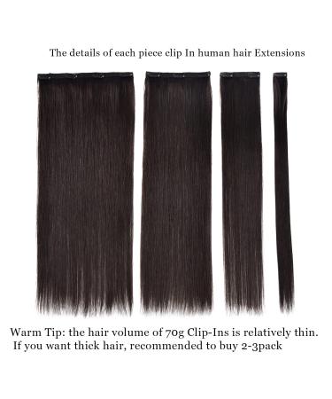 Double Weft Remy Human Hair Clip In Extensions 12 Inch #1B Natural Black - 70g 7pcs Silky Straight - Pack of 7 - Shop Now! - Buy Online on SooperMarket.com