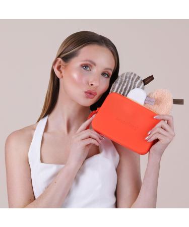 Reusable Sustainable Wash Set Apricot Cosmetic Bag with Makeup Pad Toner and Exfoliator Washable Perfect Travel Set for Women Teens Adults - Buy Online on SooperMarket.com