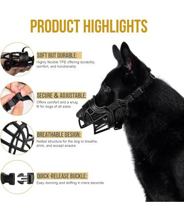 Onetigris Soft Silicone Dog Muzzle | Basket Cage Mouth Cover for Training & Grooming | XL Size for Medium Large Aggressive Dogs - Buy Online on SooperMarket.com