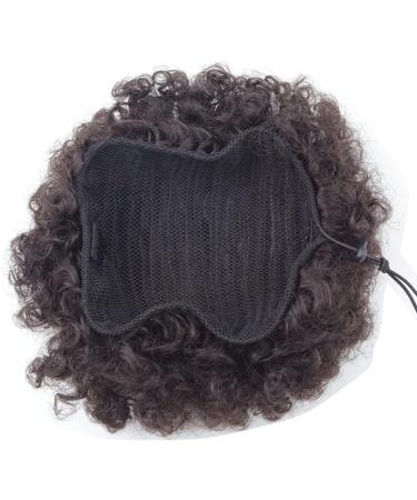 Short Afro Kinky Curly Drawstring Ponytail Extension - Medium 2# | Natural Hair Clip On Bun Hairpiece - Buy Online on SooperMarket.com
