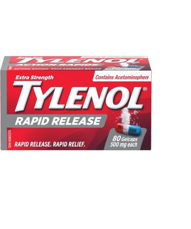 Tylenol Rapid Release for Headache Pain Relief Fever (500 mg Acetaminophen 80 Gelcaps) + Tylenol Muscle Aches and Body Pain (650 mg Acetaminophen 16 Caplets) 80 Count (Pack of 1) Medication+Tylenol - Buy Online on SooperMarket.com