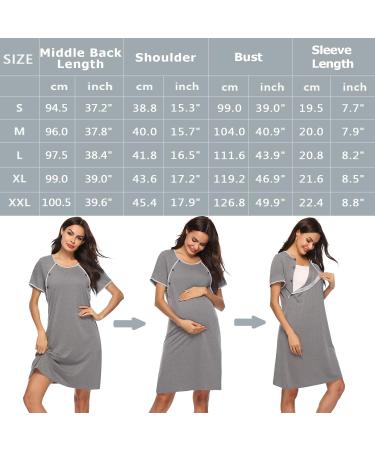 Sykooria Maternity Nursing Nightdress - Short Sleeve V Neck Nightgown for Pregnant Women - Stripe Dark Blue M - Buy Online on SooperMarket.com