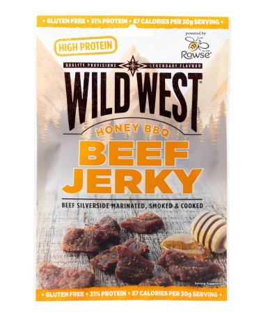 Wild West Beef Jerky - 12 Pack Honey BBQ (60g each) | High Protein Dry Meat Snack - Buy Online on SooperMarket.com