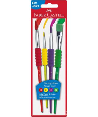 Faber-Castell 481600 Brush Set - 4-Piece Soft Grip Brushes for Artists | International Shipping Available - Buy Online on SooperMarket.com