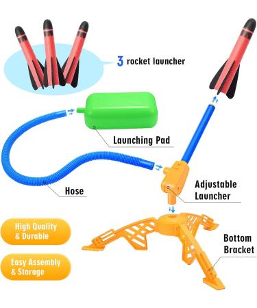 EUCOCO Rocket Toy Set - 3 Foam Rockets Fun Garden Toy & Perfect Birthday Gift for Kids Ages 3-12 Multi-Colored - Buy Online on SooperMarket.com