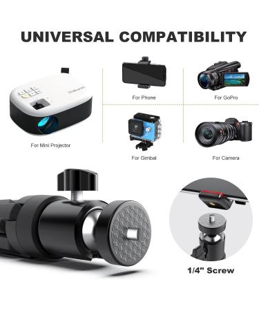 Mini Projector Tripod Stand - 6.3 Inch Compact Desktop Stand with 1/4 Screw Ballhead for Cameras and Projectors | Compatible with Smooth 4, Osmo Mobile, Vimble 2 - Buy Online on SooperMarket.com
