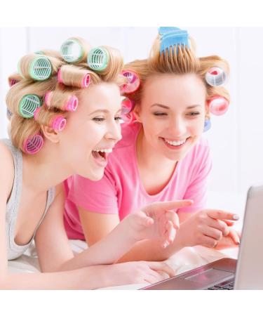 Jumbo Hair Rollers Set Hair Rollers Self Grip Curlers For Long Hair No Heat Curlers Heatless Hair Rollers With Clips & Comb 24 Packs (Blue Purple Red Green 24Pcs) - Buy Online on SooperMarket.com