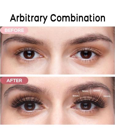 168 Pcs Cluster Eyelash Extensions Kit | DIY Lashes Extension Kit with Bond & Seal | Individual Lashes Kit for Home | 9-16mm Mixed Wide-stem Cluster Lash | Includes Applicator | 1 Count - Buy Online on SooperMarket.com