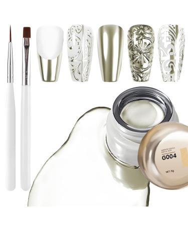 U-Shinein Metallic Painting Gel for Nail Metallic Liner Update Painting Gel Kit Strong Reflection Nail Gel Nail Art Paint UV Nail Gel With Brushes Nail Liner Gel Light Gold