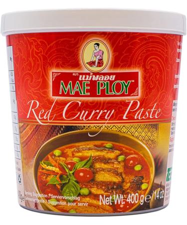 Mae Ploy Thai Green & Red Curry Paste 400g + UpLABEL Creations 25ml Measuring Scoop | Authentic Hot & Mild Chili Asian Food - Buy Online on SooperMarket.com