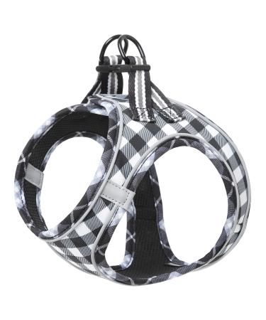 Heele dog harness adjustable anti train dishes reflective breathable dishes dogs light breast harness small dogs for walking training reflective plaid white m