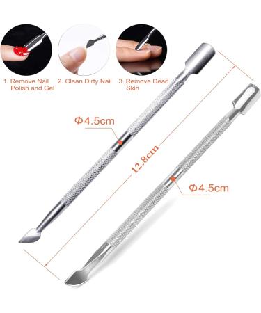 Stainless Steel Cuticle Pusher and Clipper Set - Dual Head Pusher Remover Kit for Nail Care and Gel Polish Removal - Buy Online on SooperMarket.com