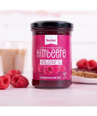 Xucker Raspberry Fruit Spread - Vegan Low Sugar 76% Fruit Content Xylitol Sweetened 220g - Buy Online on SooperMarket.com
