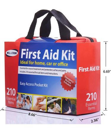 210 Piece WELL-STRONG First Aid Kit Portable Canvas Bag for Emergencies at Home, Outdoors, Car, School, Office, Travel Survival Adventure, Hiking, Camping - Buy Online on SooperMarket.com