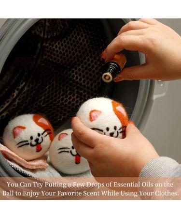 XL Cute Cat Face Wool Dryer Balls - Handmade Reusable Fabric Softener | Organic Shorten Drying Time | 3 Pack for 1000+ Loads - Buy Online on SooperMarket.com