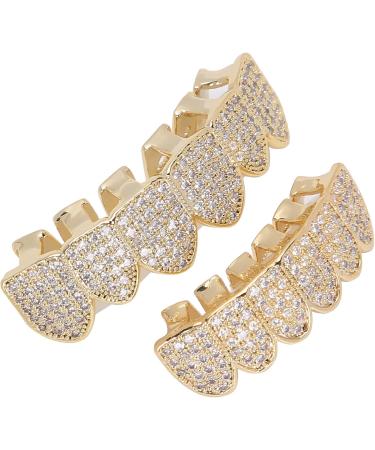 Diamond Teeth Grillz Cold Plated Copper Grills for Your Teeth Reusable Vampire Teeth for Kids Men Women Teeth Decoration for Halloween Party Hip Hop Music Concerts Birthday(gold) - Buy Online on SooperMarket.com