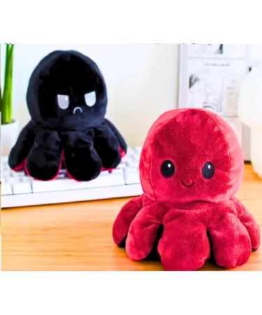 Reversible Octopus Plush - Luxuriously Soft Cute Plushies | Squishmallow Feel | Black Red Mood Octopus Toy - Buy Online on SooperMarket.com
