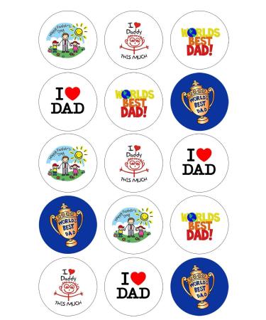 Fathers Day Cupcake Toppers 15 x 2" pre-cut per sheet