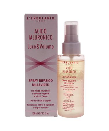 L'Erbolario Hyaluronic Acid Two Phase Spray - Light And Volume - True Ally For Magnificent Hair - Fuller Softer And Shinier With Every Use - Filling And Moisturizing Action - 3.3 Oz Hair Mist