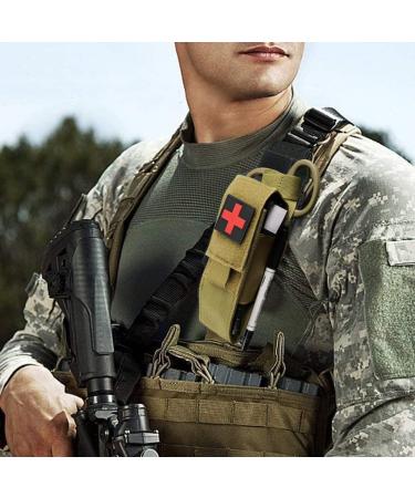Yoncono Tactical Molle Tourniquet Holder | Portable Military First Aid Equipment Case & Trauma Medical Scissor Pocket #1 - Khaki - Buy Online on SooperMarket.com