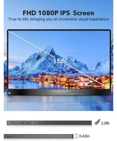 Uperfect Portable Monitor 15.6 IPS HDR 1920x1080 FHD - Eye Care USB-C Gaming Display with Dual Speakers HDMI VESA for Laptop PC Mac & Phone - 2023 New Version - Buy Online on SooperMarket.com