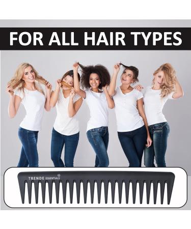 Trende Essentials Wide Tooth Comb 1 Pc - Detangler And Heat Resistant With Proper Ventilation-Especially Designed For Wet Curly Hair With Comfort Tactile Grip black - Buy Online on SooperMarket.com
