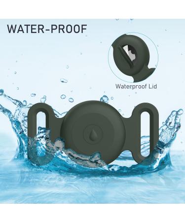Vancle 2-Pack Airtag Dog Collar Case | Waterproof Silicone Protective Cover for Pets | Black & Dark Green Loop Holder - Buy Online on SooperMarket.com