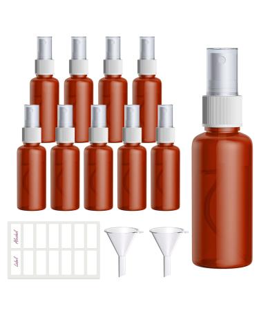 10*50ml spray bottle Portable refillable plastic atomizer Spray bottle Small for skin care water essential oil pharmacist perfume dust for air travel or outdoor sports (brown)