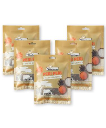 Peri Peri Sliced Biltong 5 x 50g (250g) Natural Spicy Beef Biltong by The Biltong Company High in Protein & Keto Diet-Approved Lean Biltong Spiced Meat Snack Like Jerky