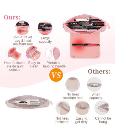 Bestauty 2-in-1 Hair Tools Travel Bag | Heat Resistant Mat for Curling Irons & Straighteners | Pink Storage Solution for Hair Styling Tools - Buy Online on SooperMarket.com