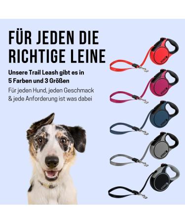 High-Quality 5m Cong Roll-Out Dog Leash for Large Dogs Up to 50kg | Comfortable Soft Handle & Reflective Belt | Durable Pink Roller Linen with Break & Lock System - Buy Online on SooperMarket.com