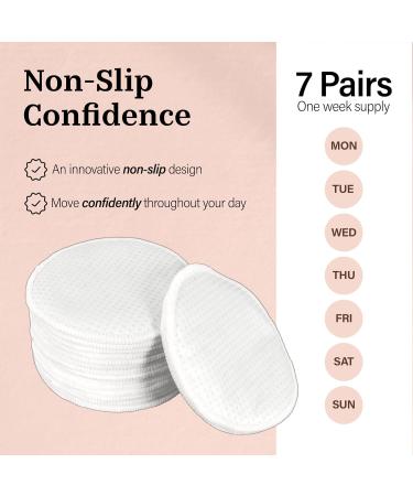 Non-Slip Nursing Pads - 14 Washable Organic Cotton Leakproof Breast Pads | Reusable Soft & Absorbent Eco-Friendly Breastfeeding Essentials - Buy Online on SooperMarket.com
