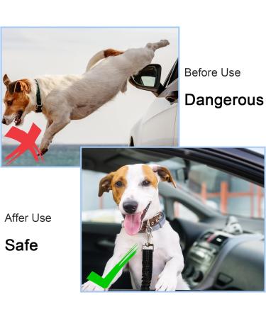 Nutabevr Adjustable Dog Car Belt - 2-Piece Safety Strap with Elastic Jerk Damping & Strong Carabiner - Perfect for Dogs & Cats - Buy Online on SooperMarket.com