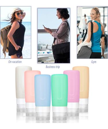 Rogue Silicone Travel Bottles Set - 6x85ml Toiletries Container for Shampoo Shower Gel & Personal Hygiene | Perfect Travel Essentials - Buy Online on SooperMarket.com