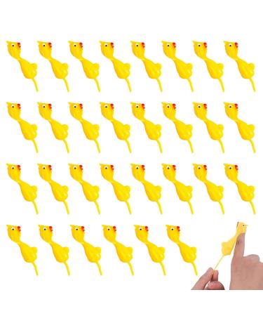 Fuyamp 30 Pcs Slingshot Chicken Stretchy Flying Chickens Flick Toy Sticky Rubber Chickens Flying Chicken Sling Flick Chicken Slingshot Stretchy Chicken Toy Gifts for Kids